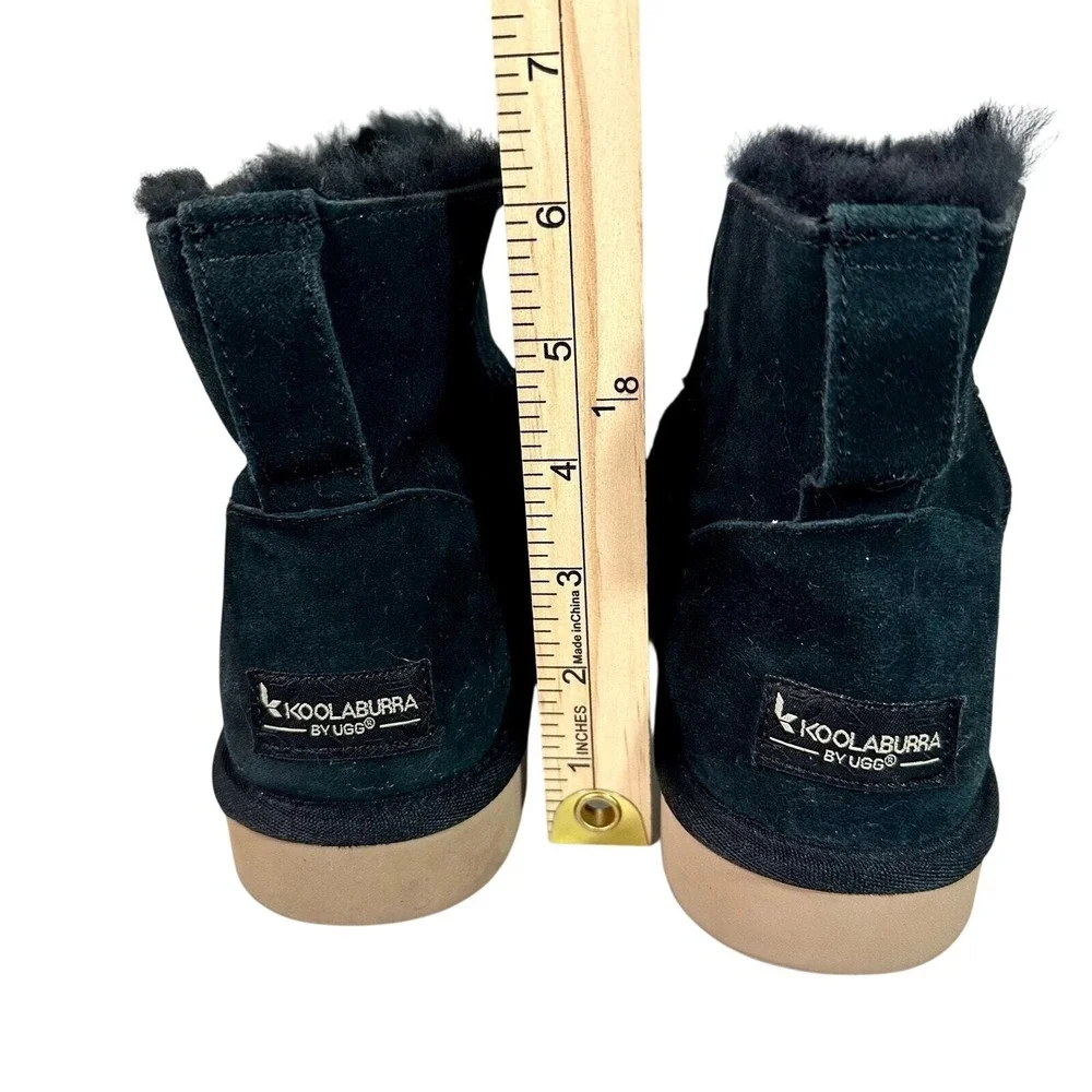 Koolaburra by UGG‎ Victoria Mini Black Suede Faux Fur Bow Boots 1015209 Womens 7